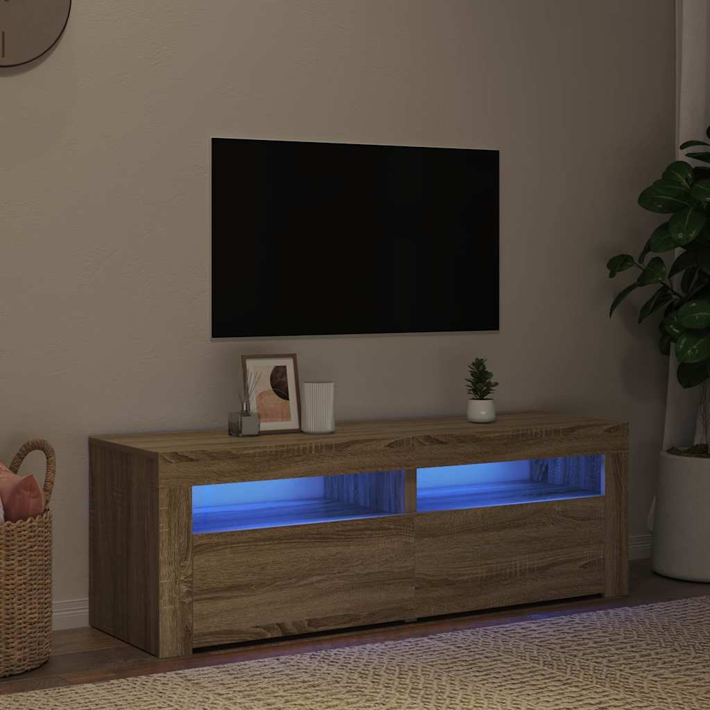 vidaXL Έπιπλο Τηλεόρασης με LED Sonoma Δρυς 120x35x40 εκ.