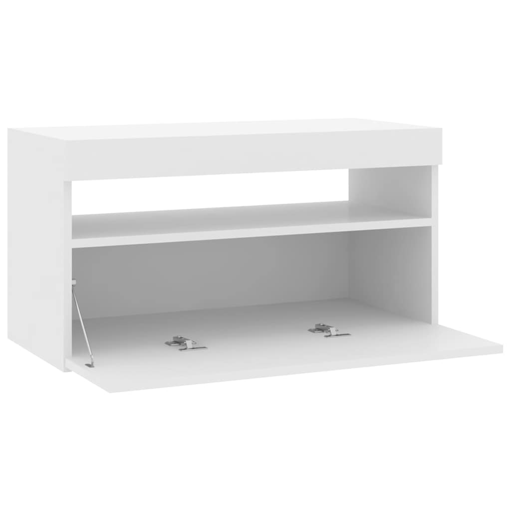 vidaXL Έπιπλο Τηλεόρασης με LED Γυαλιστερό Λευκό 75 x 35 x 40 εκ.
