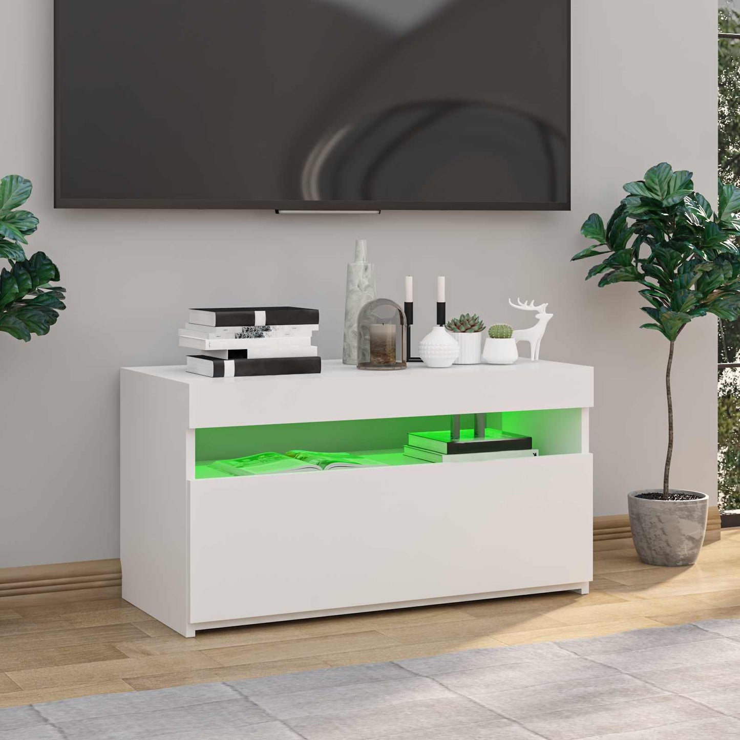 vidaXL Έπιπλο Τηλεόρασης με LED Γυαλιστερό Λευκό 75 x 35 x 40 εκ.