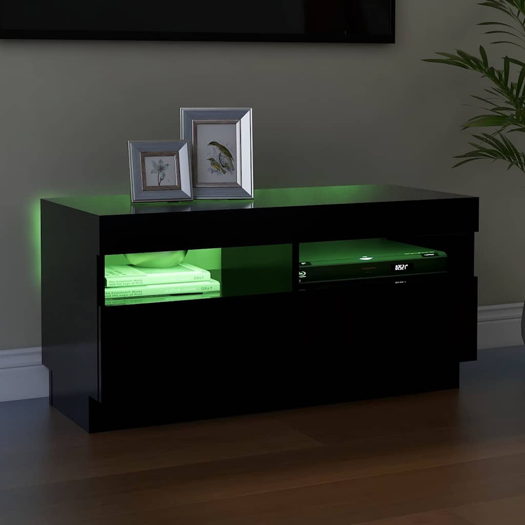 vidaXL Έπιπλο Τηλεόρασης με LED Μαύρο 80 x 35 x 40 εκ.