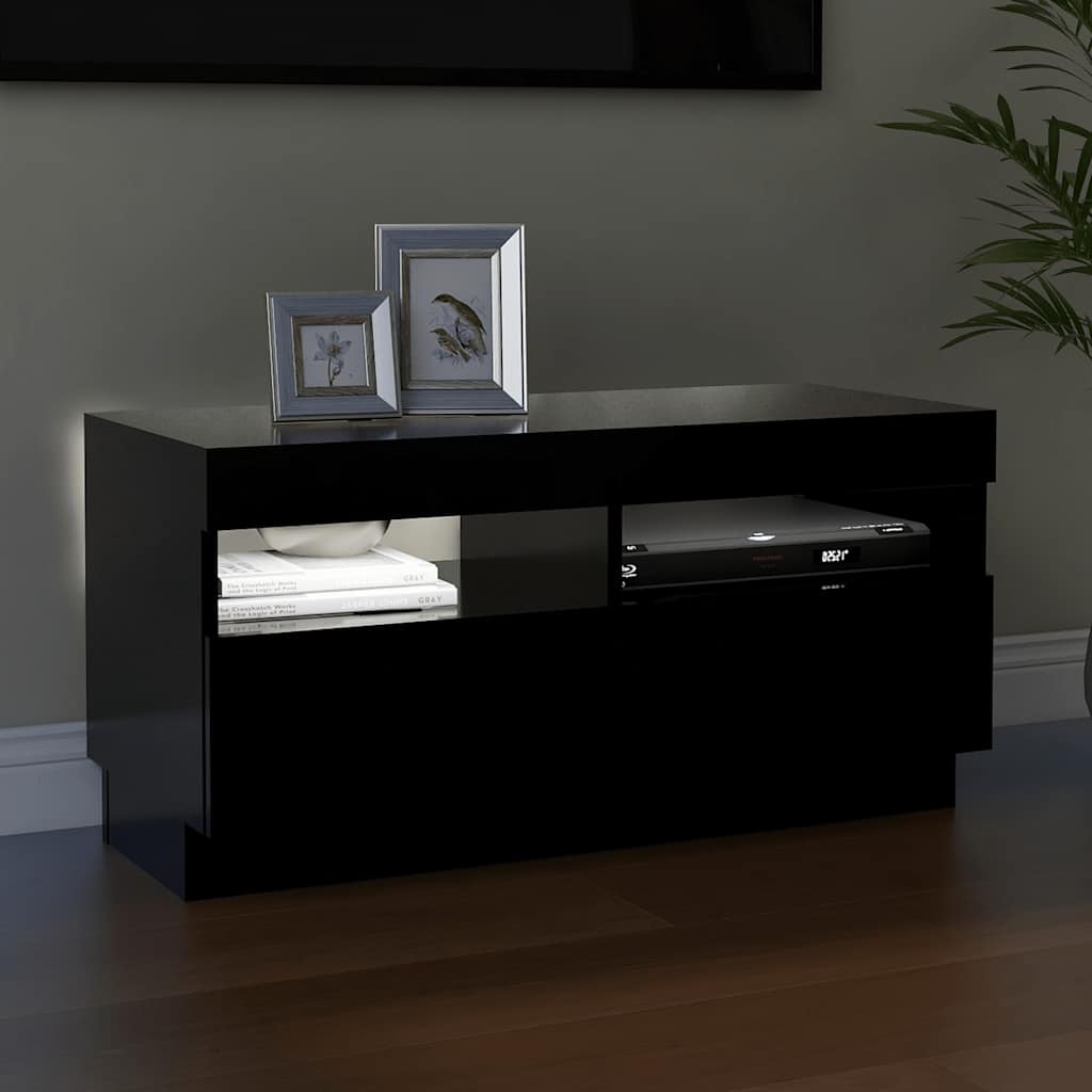 vidaXL Έπιπλο Τηλεόρασης με LED Μαύρο 80 x 35 x 40 εκ.