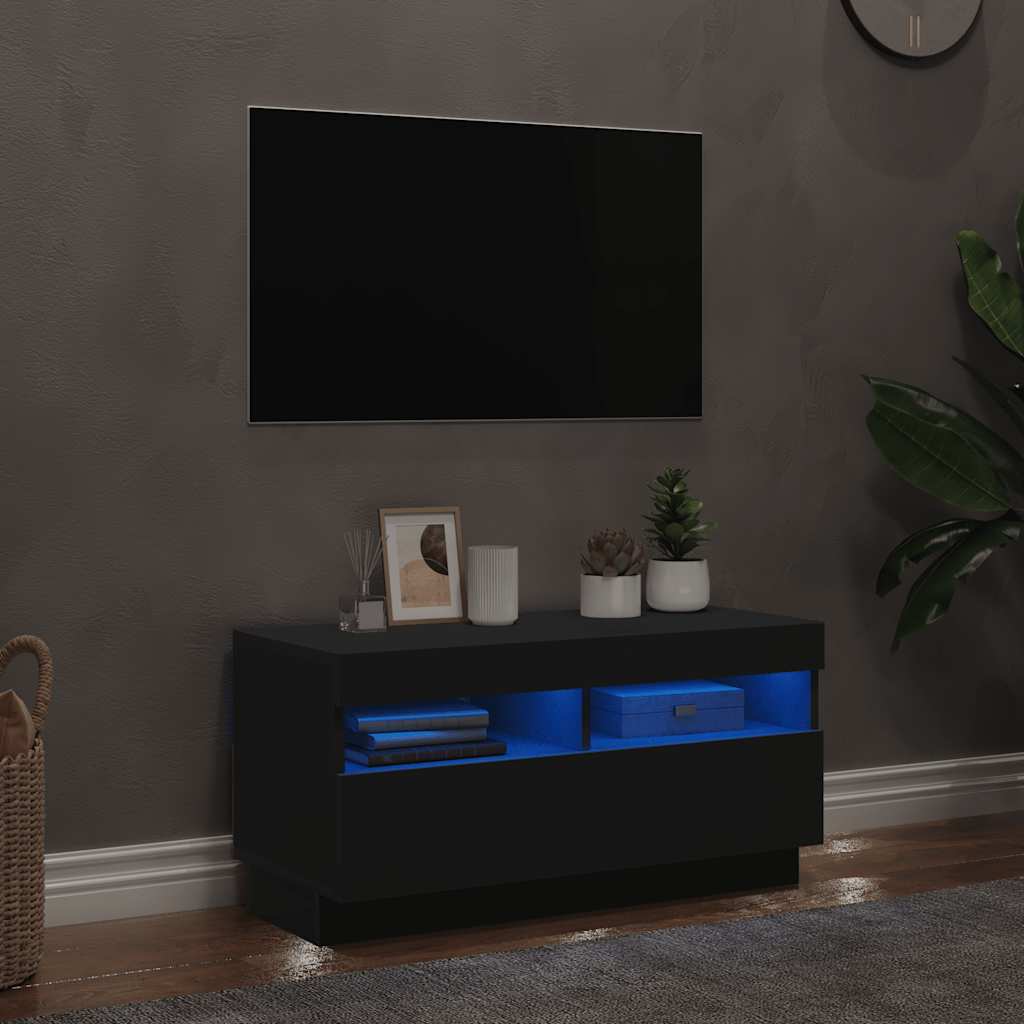 vidaXL Έπιπλο Τηλεόρασης με LED Μαύρο 80 x 35 x 40 εκ.
