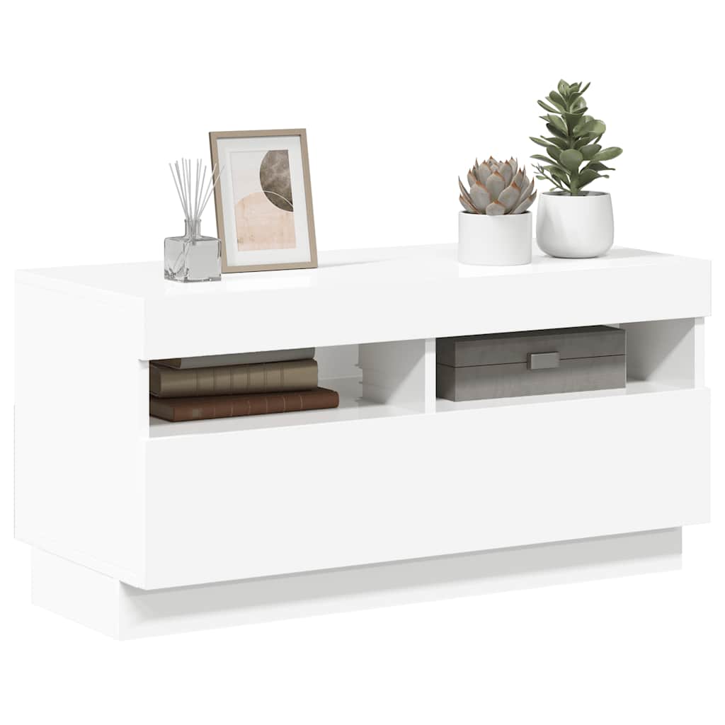 vidaXL Έπιπλο Τηλεόρασης με LED Γυαλιστερό Λευκό 80 x 35 x 40 εκ.