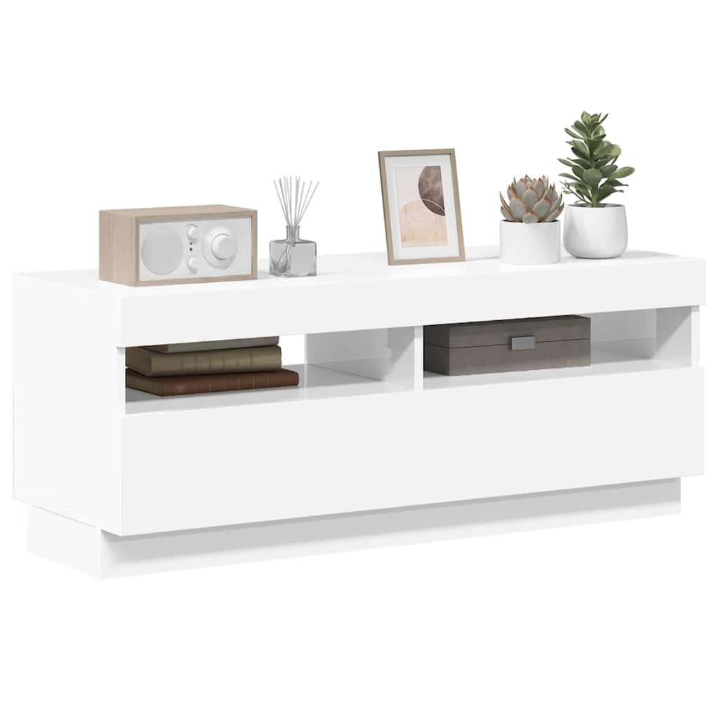 vidaXL Έπιπλο Τηλεόρασης με LED Γυαλιστερό Άσπρο 100 x 35 x 40 εκ.