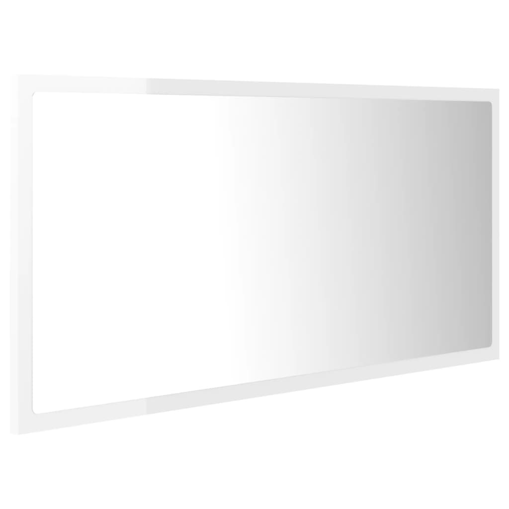 vidaXL Καθρέφτης Μπάνιου με LED Γυαλ. Λευκό 90x8,5x37εκ. Ακρυλικός