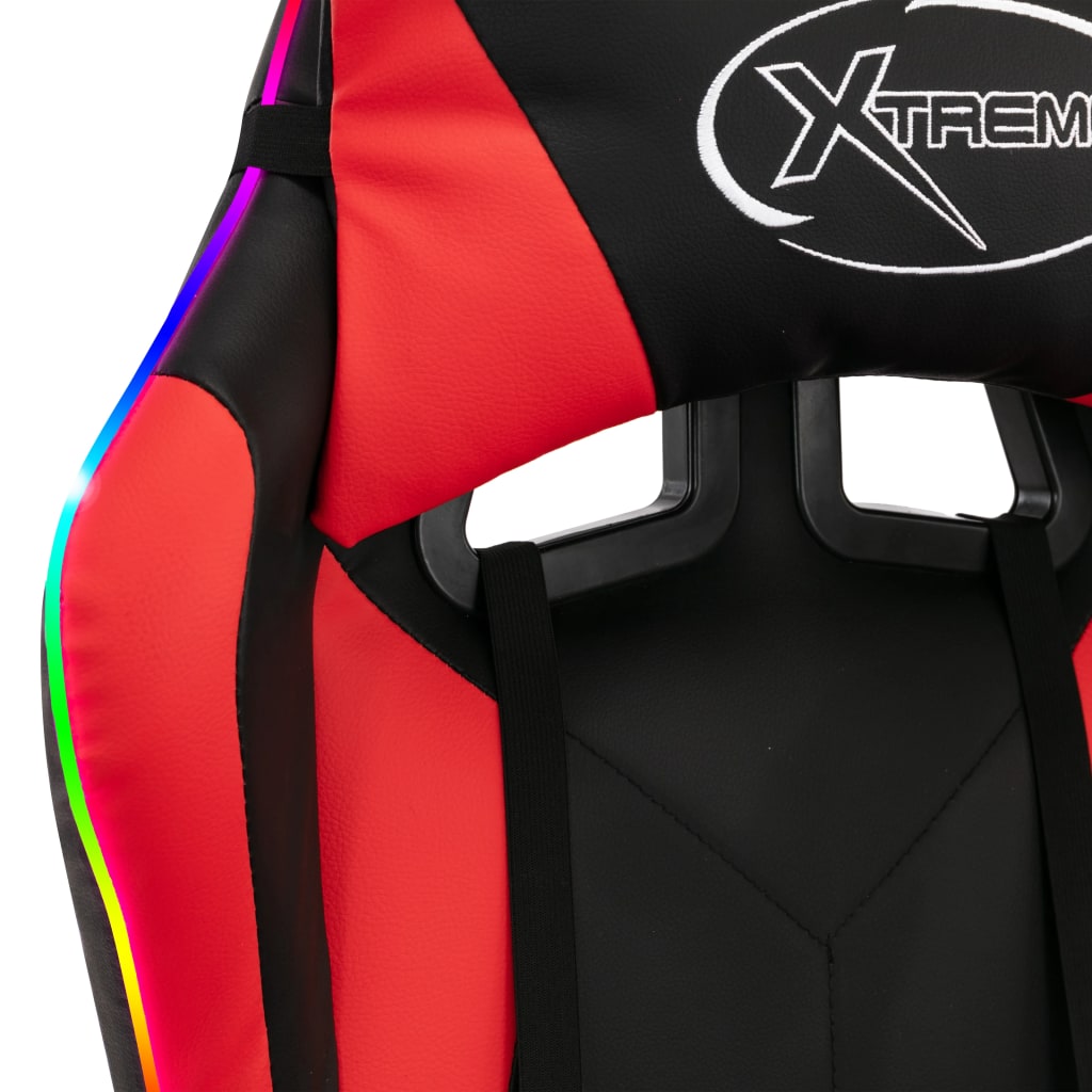 vidaXL Καρέκλα Racing με Φωτισμό RGB LED Κόκκινο/Μαύρο Συνθετικό Δέρμα