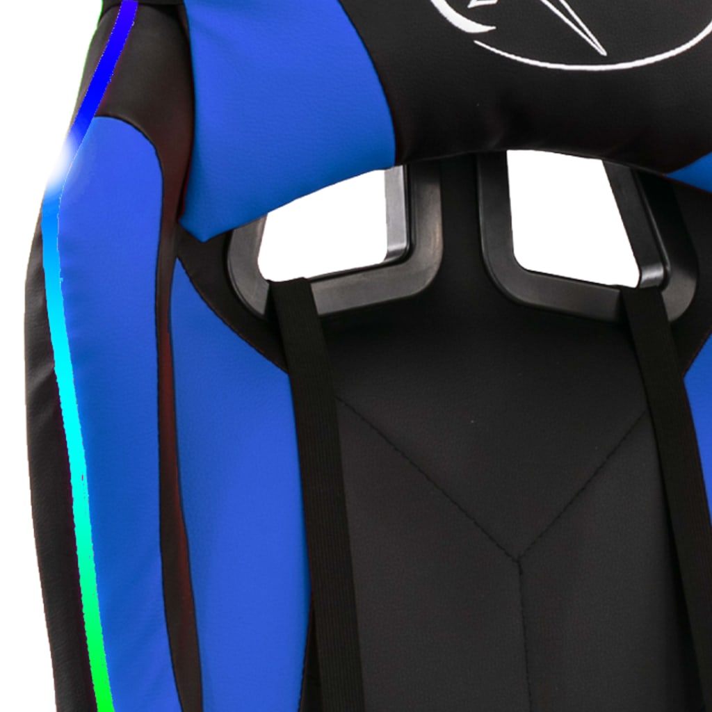 vidaXL Καρέκλα Racing με Φωτισμό RGB LED Μπλε/Μαύρο Συνθετικό Δέρμα