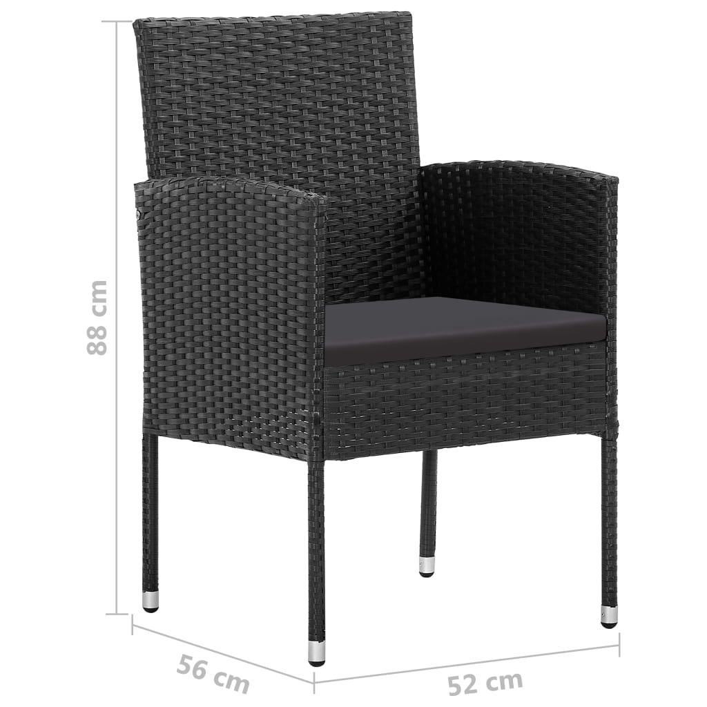 vidaXL Σετ Τραπεζαρίας Κήπου 5 Τεμαχίων Μαύρο από Συνθετικό Ρατάν
