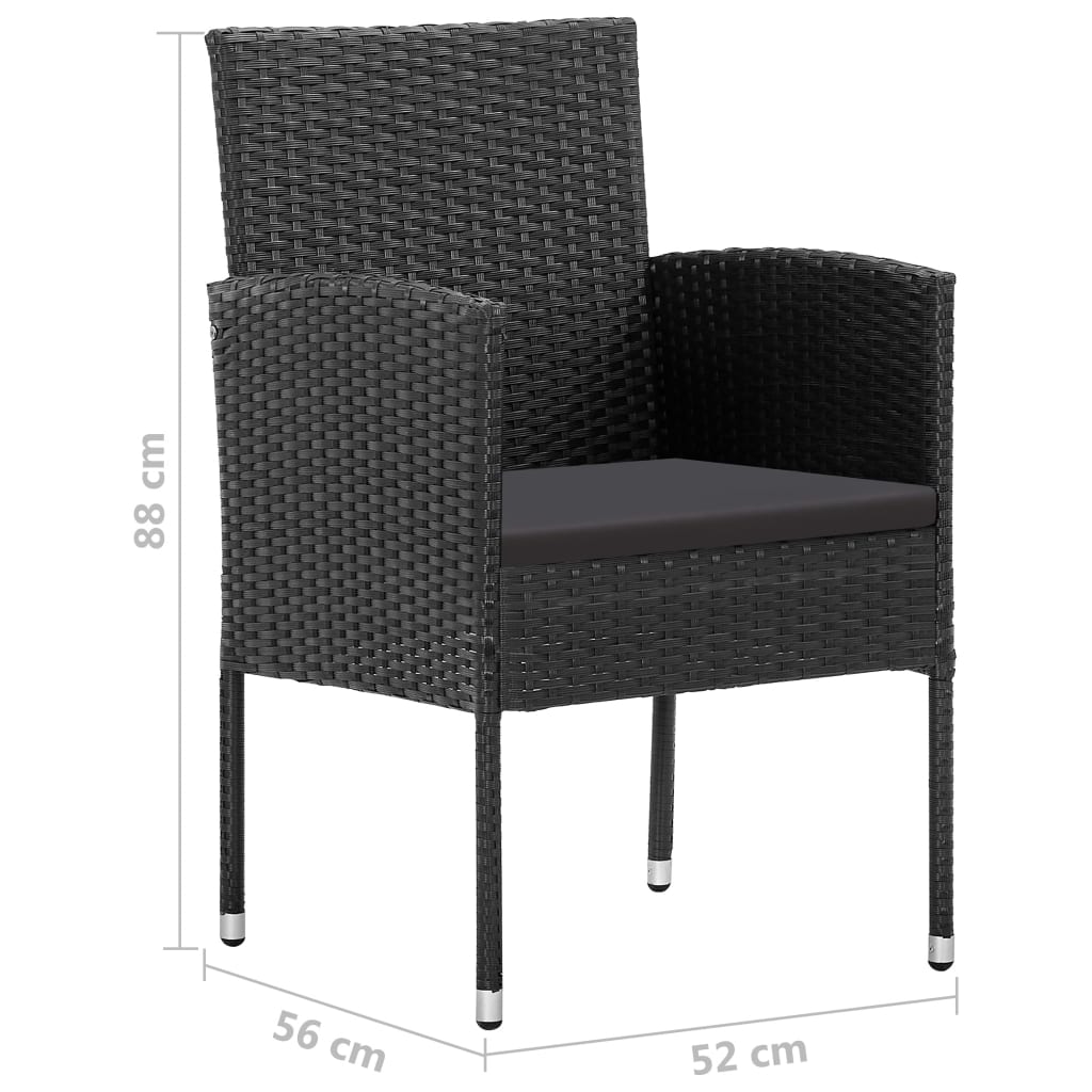 vidaXL Σετ Τραπεζαρίας Κήπου 5 Τεμαχίων Μαύρο από Συνθετικό Ρατάν