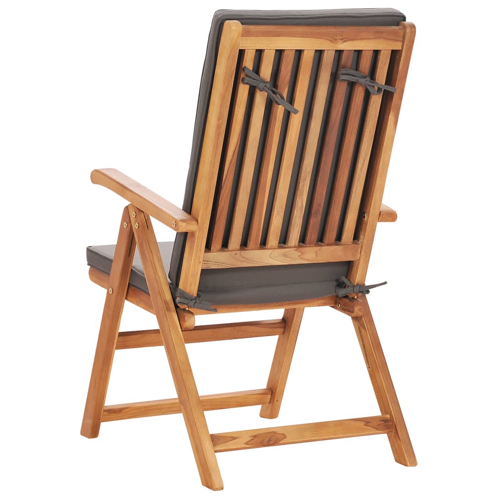vidaXL Σετ Τραπεζαρίας Κήπου 5 τεμ. Μασίφ Ξύλο Teak με Γκρι Μαξιλάρια