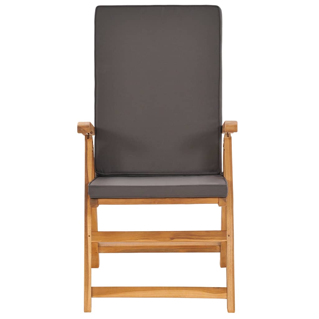 vidaXL Σετ Τραπεζαρίας Κήπου 7 Τεμ. Μασίφ Ξύλο Teak με Γκρι Μαξιλάρια