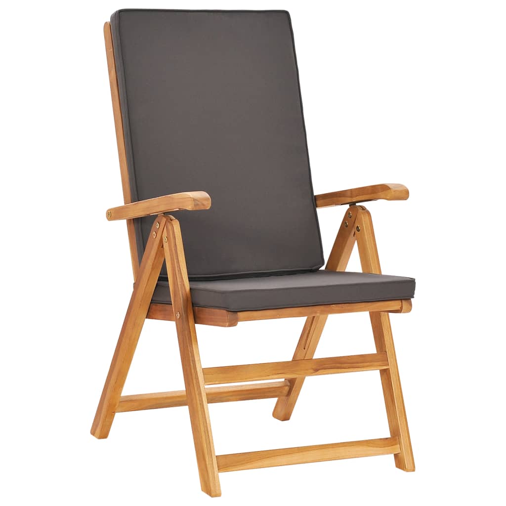 vidaXL Σετ Τραπεζαρίας Κήπου 7 Τεμ. Μασίφ Ξύλο Teak με Γκρι Μαξιλάρια