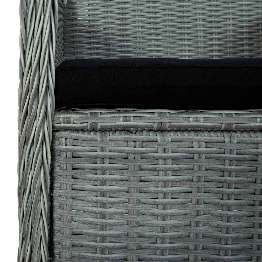 vidaXL Τραπεζαρία Εξ. Χώρου 9 τεμ Ανοιχτό Γκρι Συνθ. Ρατάν & Μαξιλάρια