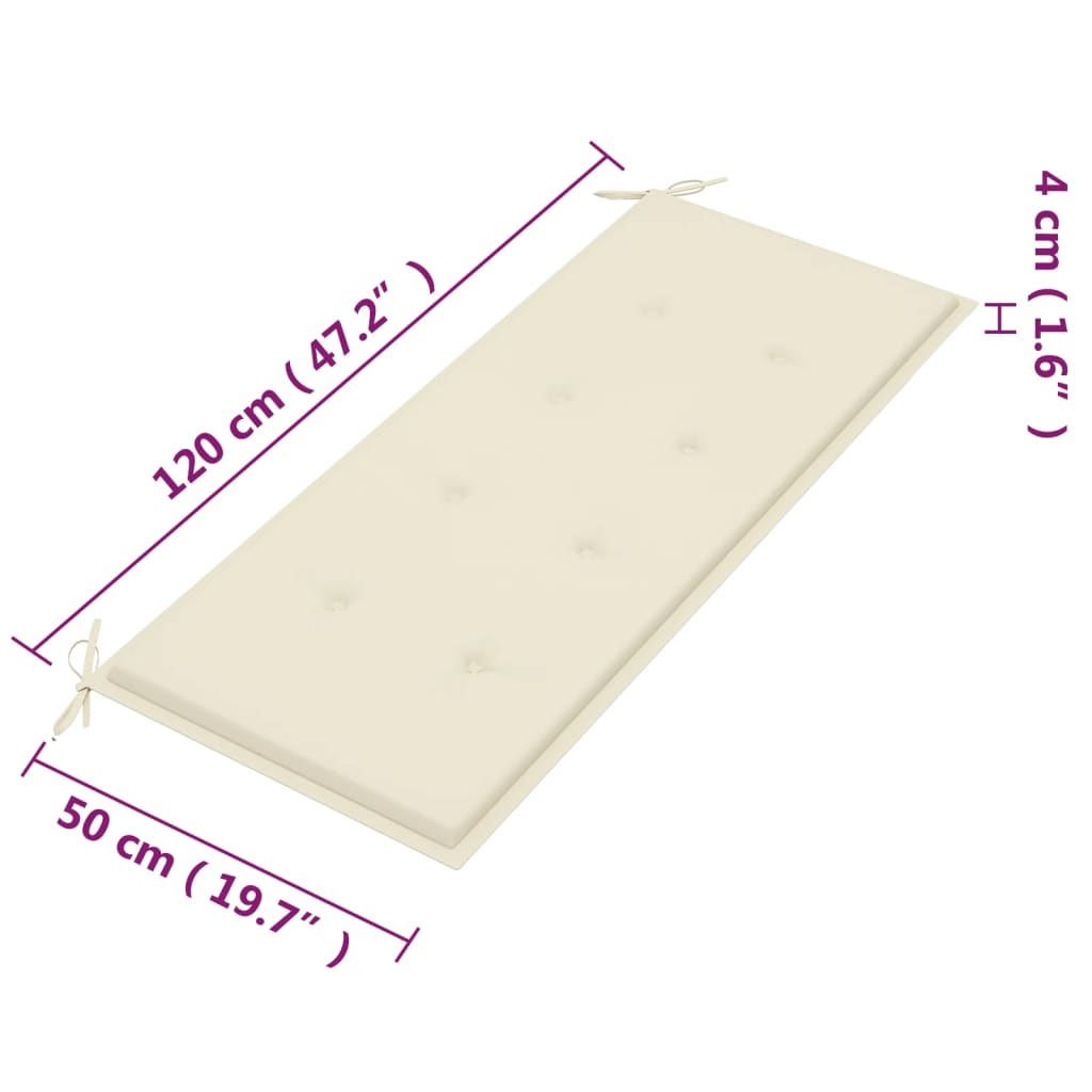 vidaXL Παγκάκι Κήπου Διθέσιο 120 εκ. Μασίφ Ξύλο Ευκαλύπτου με Μαξιλάρι