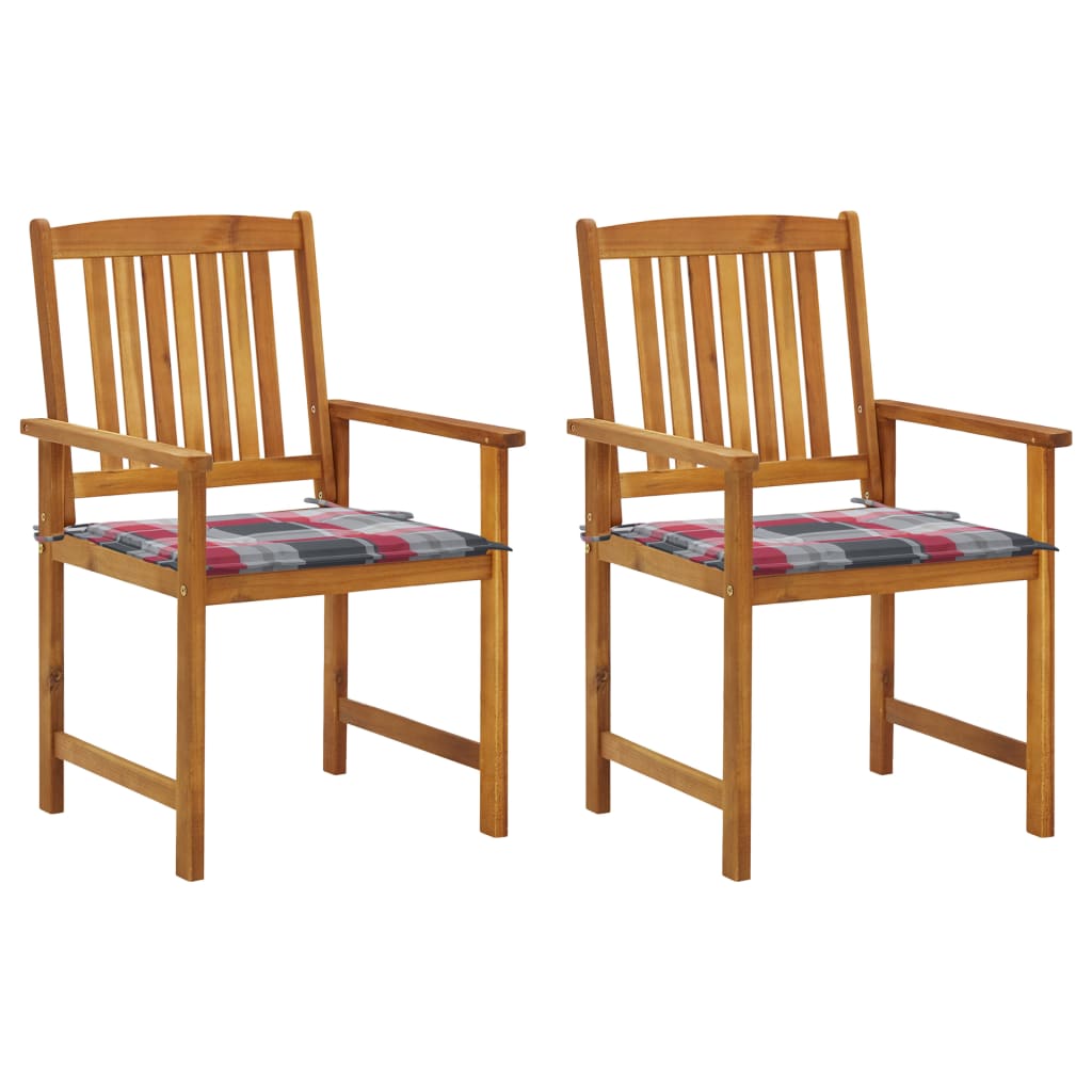 vidaXL Καρέκλες Κήπου 2 τεμ. Μασίφ Ξύλο Ακακίας με Μαξιλάρια