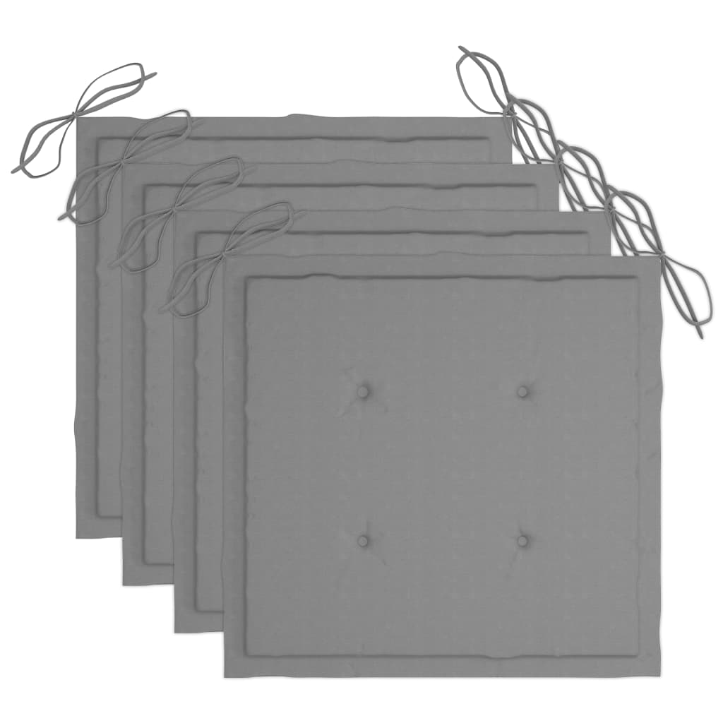 vidaXL Καρέκλες Κήπου 4 τεμ. Γκρι Μασίφ Ξύλο Ακακίας με Μαξιλάρια