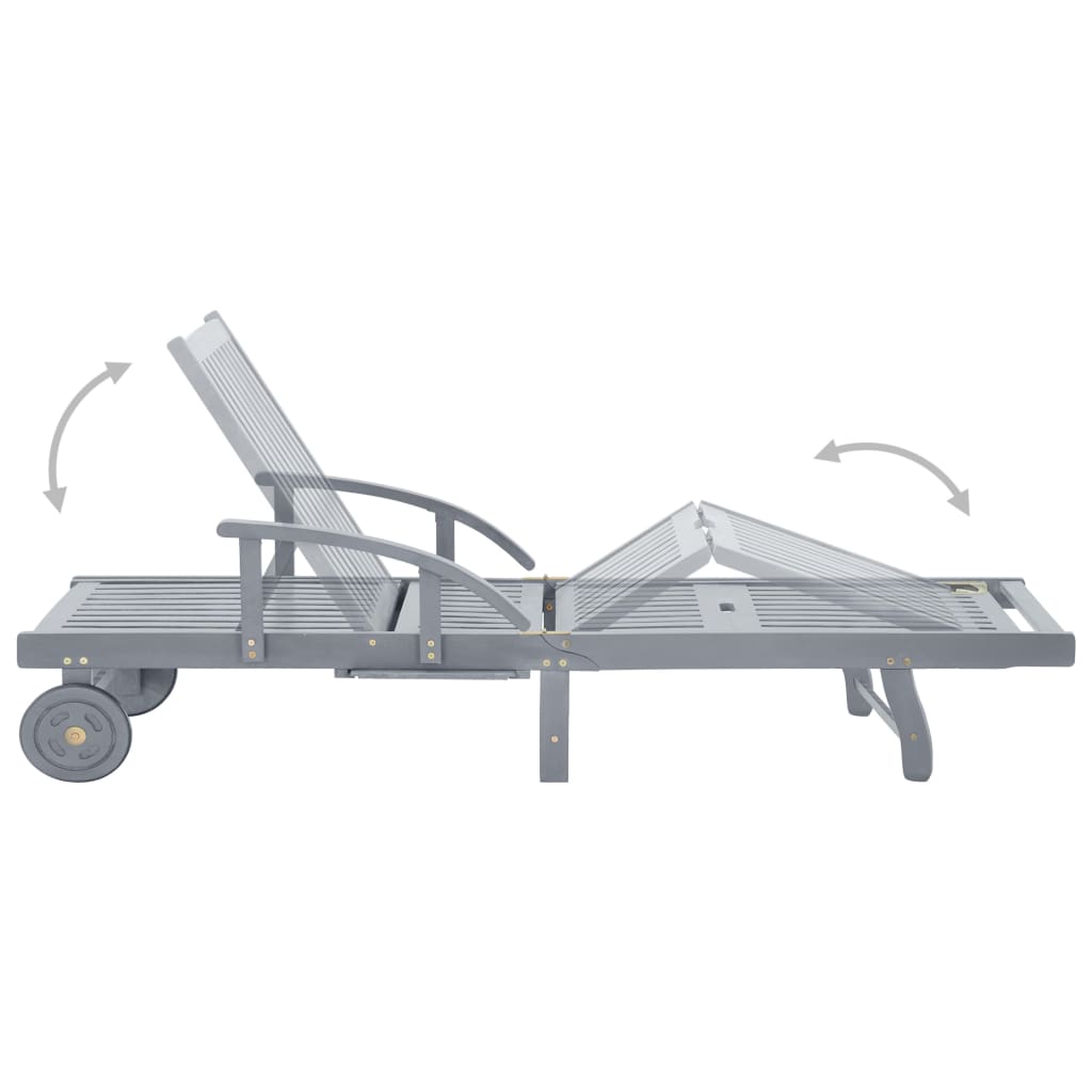 vidaXL Ξαπλώστρα Κήπου από Μασίφ Ξύλο Ακακίας με Μαξιλάρι