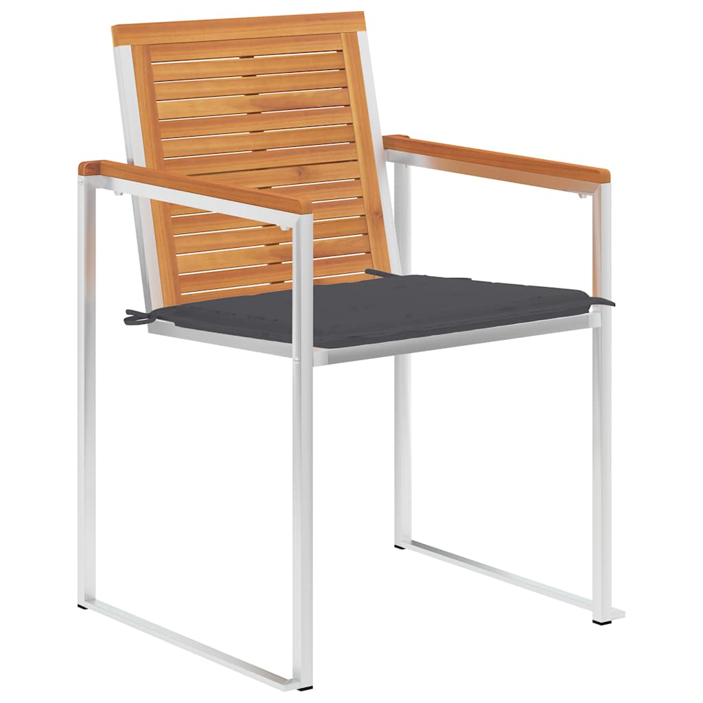 vidaXL Καρέκλες Κήπου 2 τεμ. από Μασίφ Ξύλο Ακακίας/Ατσάλι & Μαξιλάρια