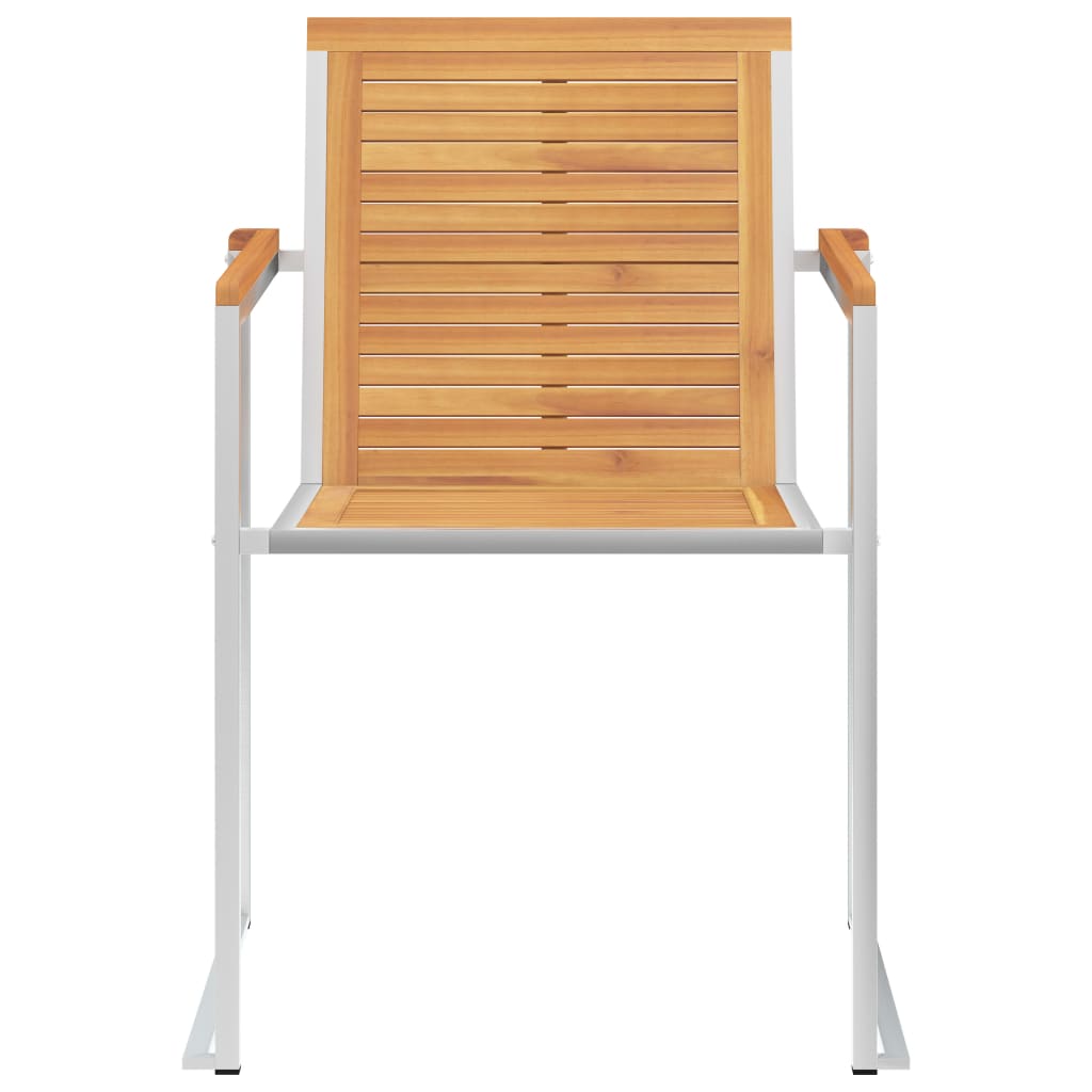 vidaXL Καρέκλες Κήπου 2 τεμ. από Μασίφ Ξύλο Teak/Ατσάλι με Μαξιλάρια