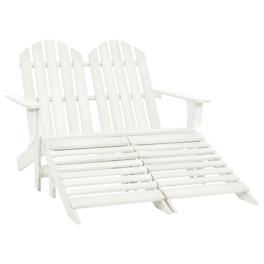 vidaXL Καρέκλα Κήπου Adirondack Διθέσια Λευκή Ξύλο Ελάτης & Υποπόδιο