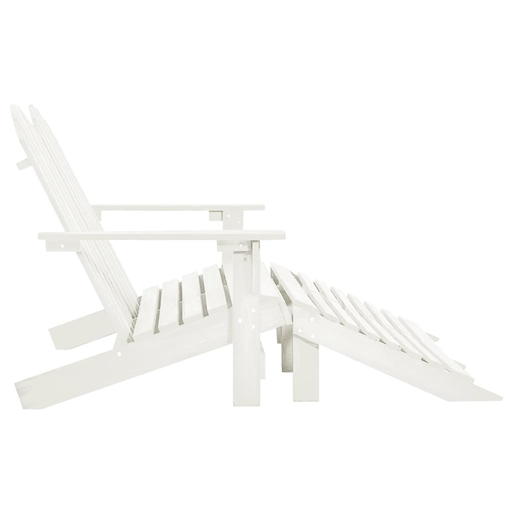vidaXL Καρέκλα Κήπου Adirondack Διθέσια Λευκή Ξύλο Ελάτης & Υποπόδιο