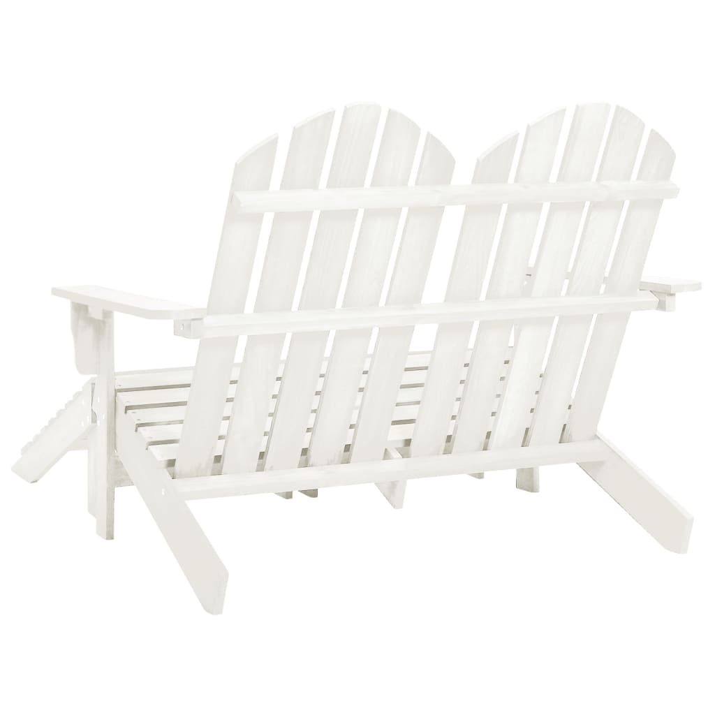 vidaXL Καρέκλα Κήπου Adirondack Διθέσια Λευκή Ξύλο Ελάτης & Υποπόδιο