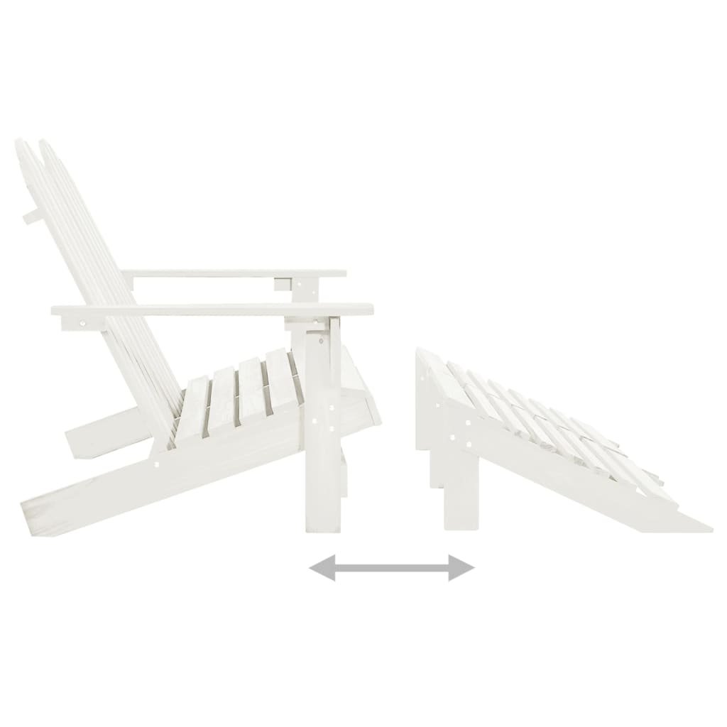 vidaXL Καρέκλα Κήπου Adirondack Διθέσια Λευκή Ξύλο Ελάτης & Υποπόδιο