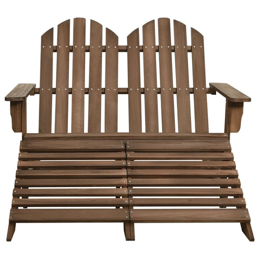 vidaXL Καρέκλα Κήπου Adirondack Διθέσια Καφέ Ξύλο Ελάτης & Υποπόδιο