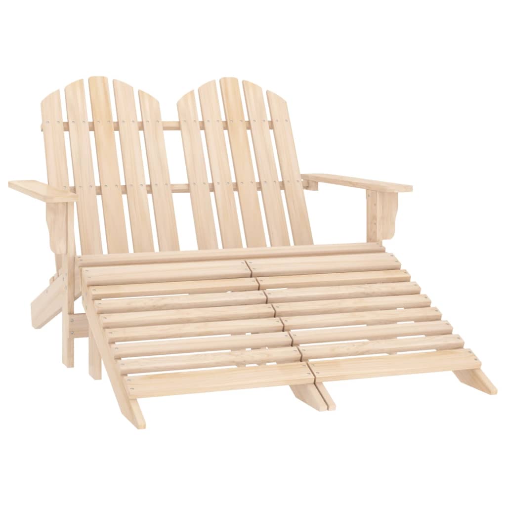 vidaXL Καρέκλα Κήπου Adirondack Διθέσια από Ξύλο Ελάτης & Υποπόδιο