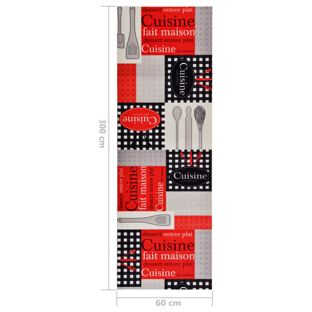 vidaXL Πατάκι Κουζίνας Σχέδιο Cuisine Πλενόμενο 60 x 300 εκ.