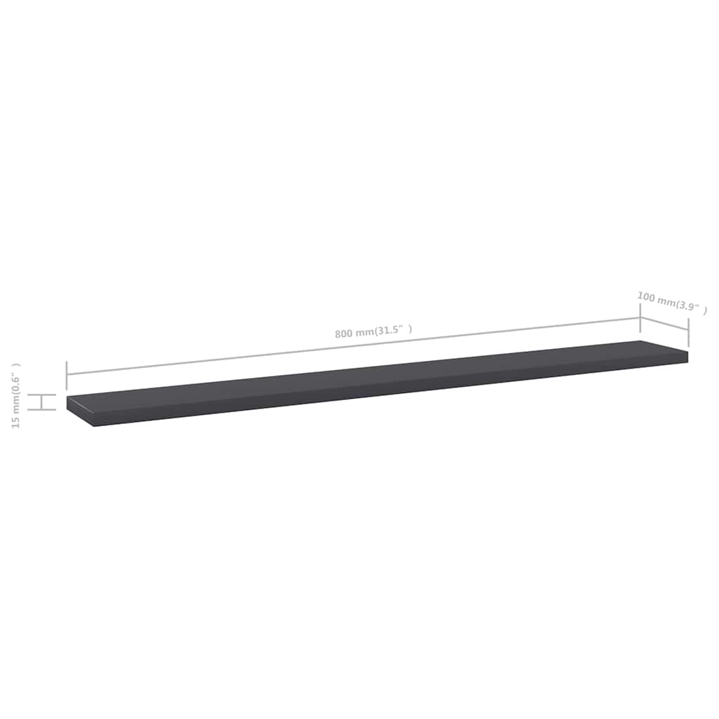 vidaXL Ράφια Βιβλιοθήκης 8 τεμ. Γκρι 80x10x1,5 εκ. από Μοριοσανίδα