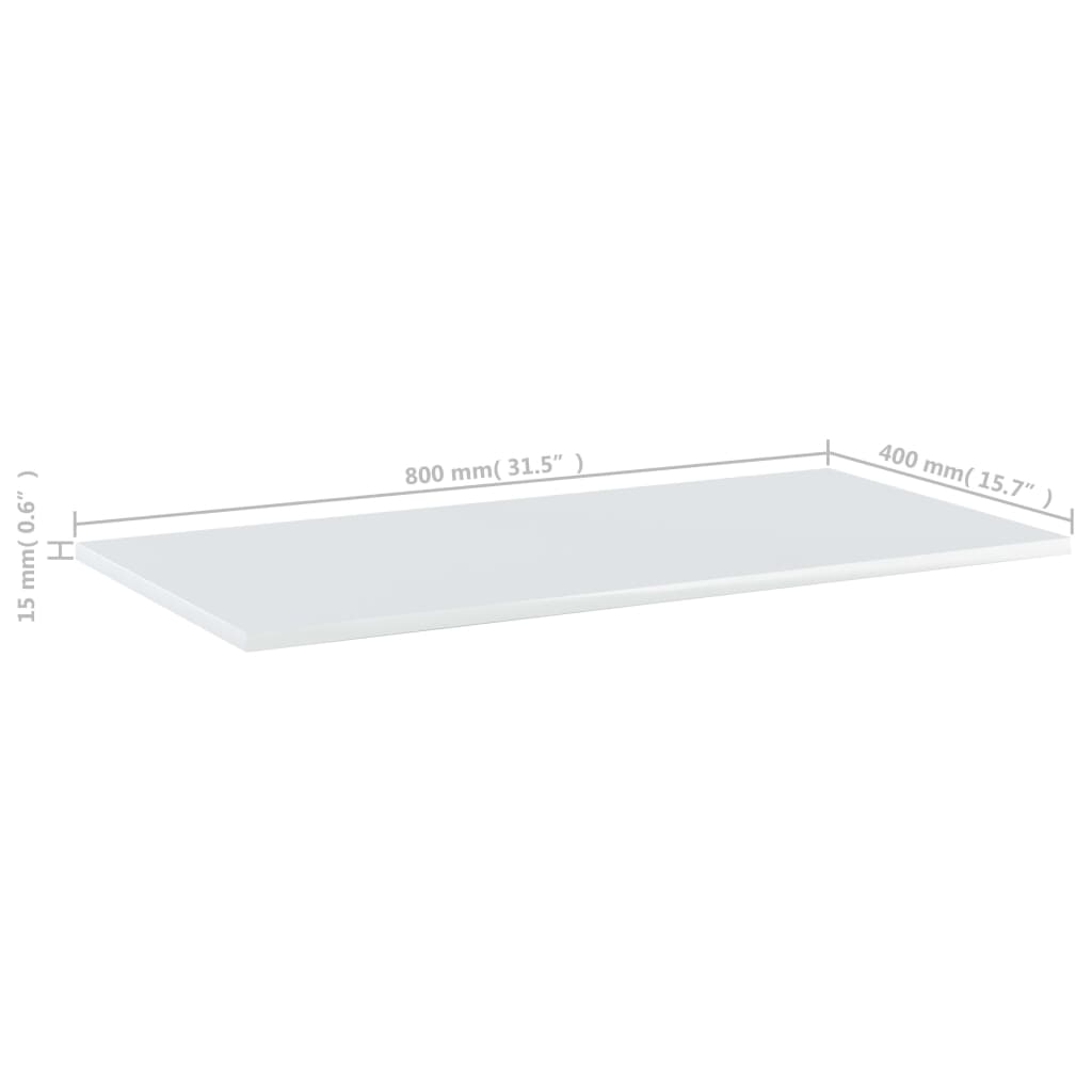vidaXL Ράφια Βιβλιοθήκης 8 τεμ. Γυαλ. Λευκό 80x40x1,5 εκ. Μοριοσανίδα