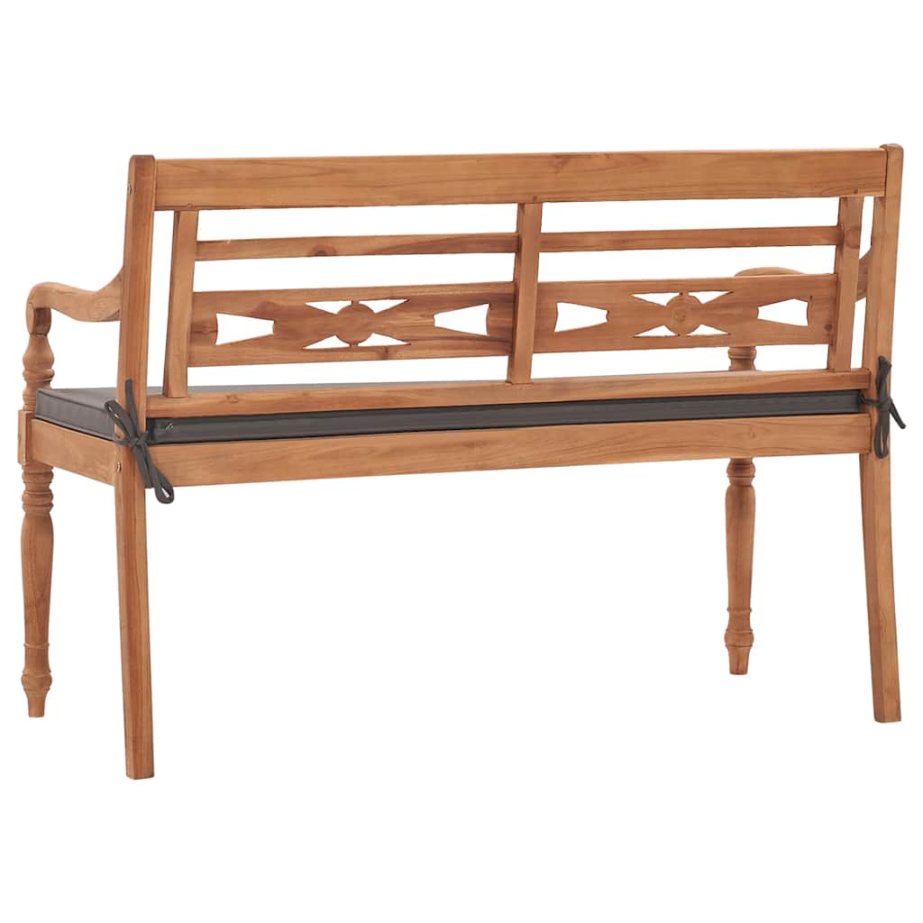 vidaXL Παγκάκι Batavia 120 εκ. Μασίφ Ξύλο Teak & Σκούρο Γκρι Μαξιλάρι