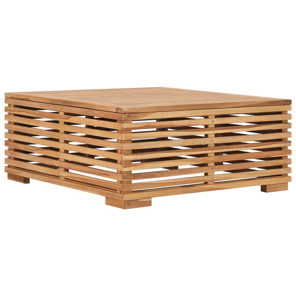 vidaXL Σετ Τραπέζι Κήπου & Υποπόδιο Μασίφ Ξύλο Teak με Κρεμ Μαξιλάρι