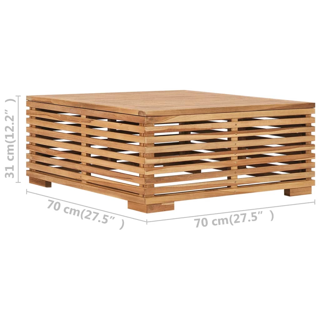 vidaXL Σετ Τραπέζι Κήπου & Υποπόδιο Μασίφ Ξύλο Teak με Κρεμ Μαξιλάρι