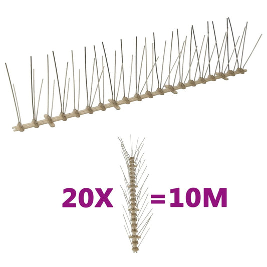 vidaXL Απωθητικές Ακίδες Περιστεριών 5 Σειρών Σετ των 20 10 μ Πλαστικ.