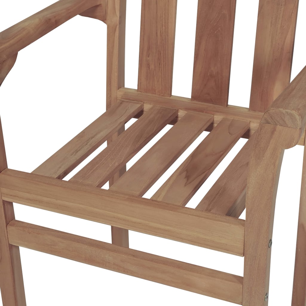 vidaXL Καρέκλες Κήπου 2 τεμ. από Μασίφ Ξύλο Teak & Γκρι Καρό Μαξιλάρια