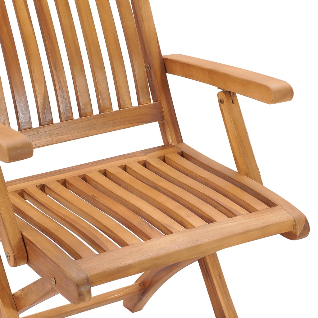 vidaXL Καρέκλες Κήπου 2 τεμ. από Μασίφ Ξύλο Teak & Γκρι Καρό Μαξιλάρια