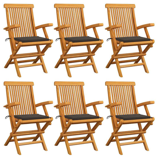 vidaXL Καρέκλες Κήπου 6 τεμ. από Μασίφ Ξύλο Teak με Taupe Μαξιλάρια