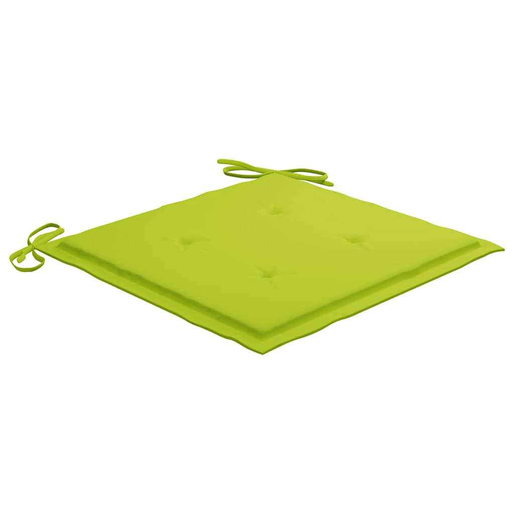 vidaXL Καρέκλες Κήπου 6 τεμ. Μασίφ Ξύλο Teak Φωτεινά Πράσινα Μαξιλάρια