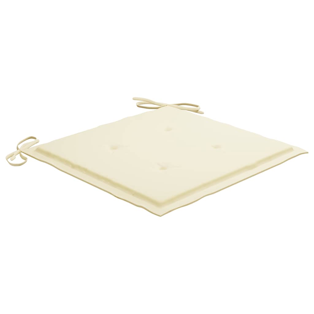 vidaXL Καρέκλες Κήπου 4 τεμ. από Μασίφ Ξύλο Teak με Κρεμ Μαξιλάρια