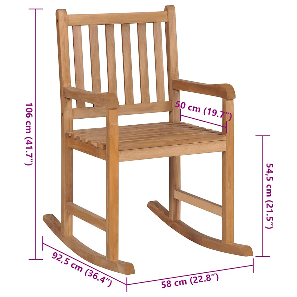 vidaXL Πολυθρόνα Κουνιστή από Μασίφ Ξύλο Teak με Taupe Μαξιλάρι