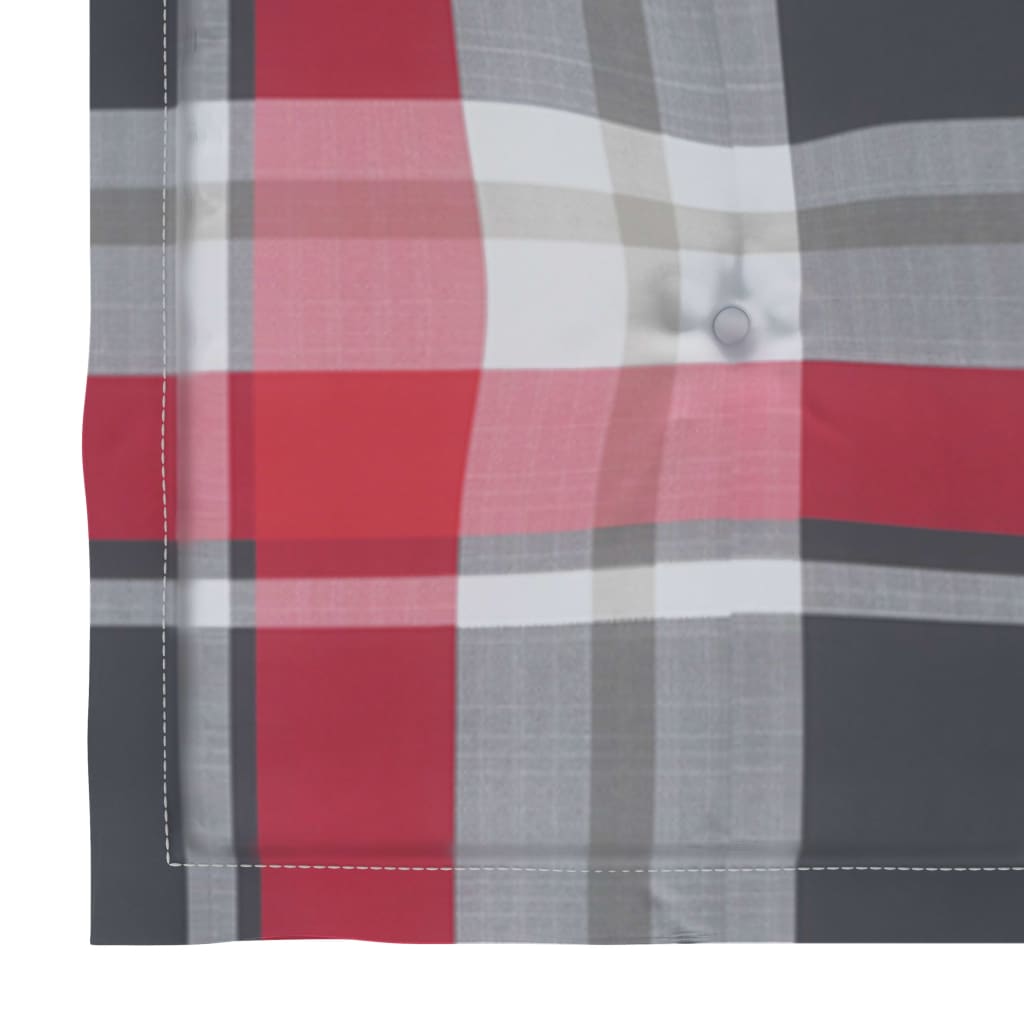 vidaXL Πολυθρόνα Κουνιστή από Μασίφ Ξύλο Teak με Κόκκινο Καρό Μαξιλάρι