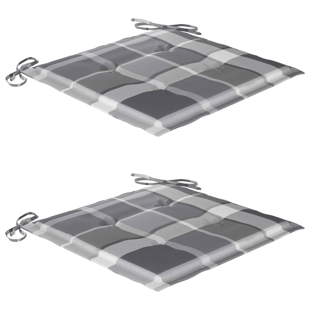 vidaXL Πολυθρόνα Κουνιστή από Μασίφ Ξύλο Teak με Γκρι Καρό Μαξιλάρι