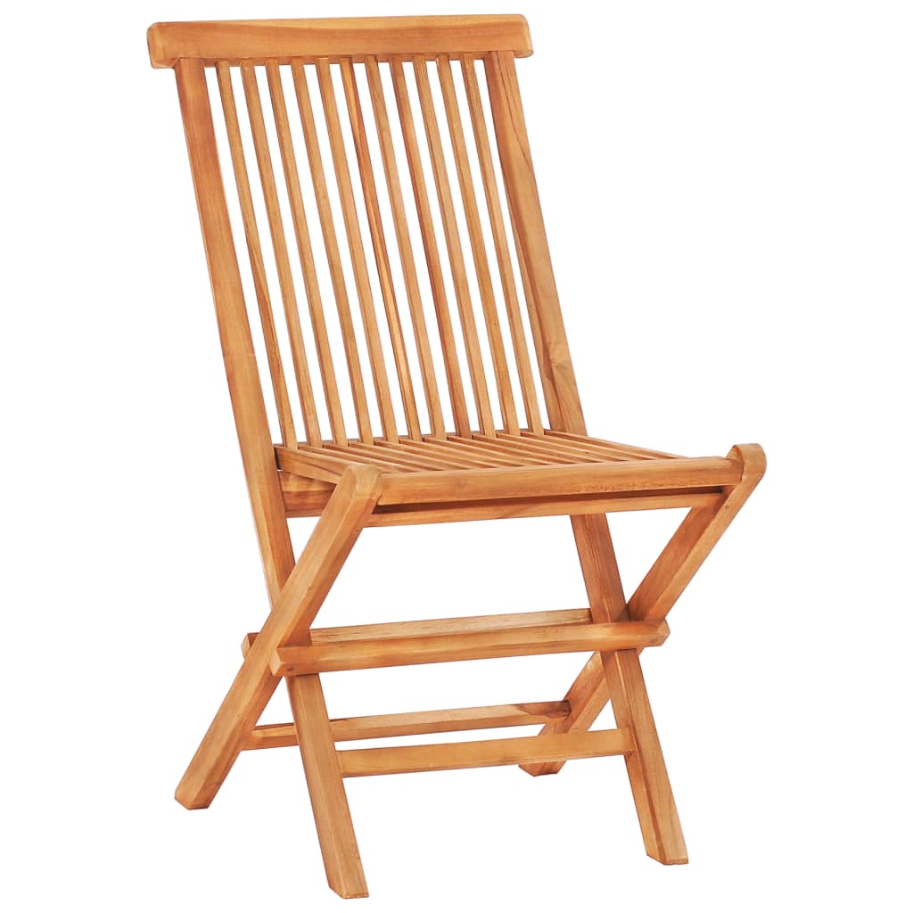 vidaXL Σετ Επίπλων Mπιστρό 3 τεμ Μασίφ Ξύλο Teak & Γκρι Καρό Μαξιλάρια
