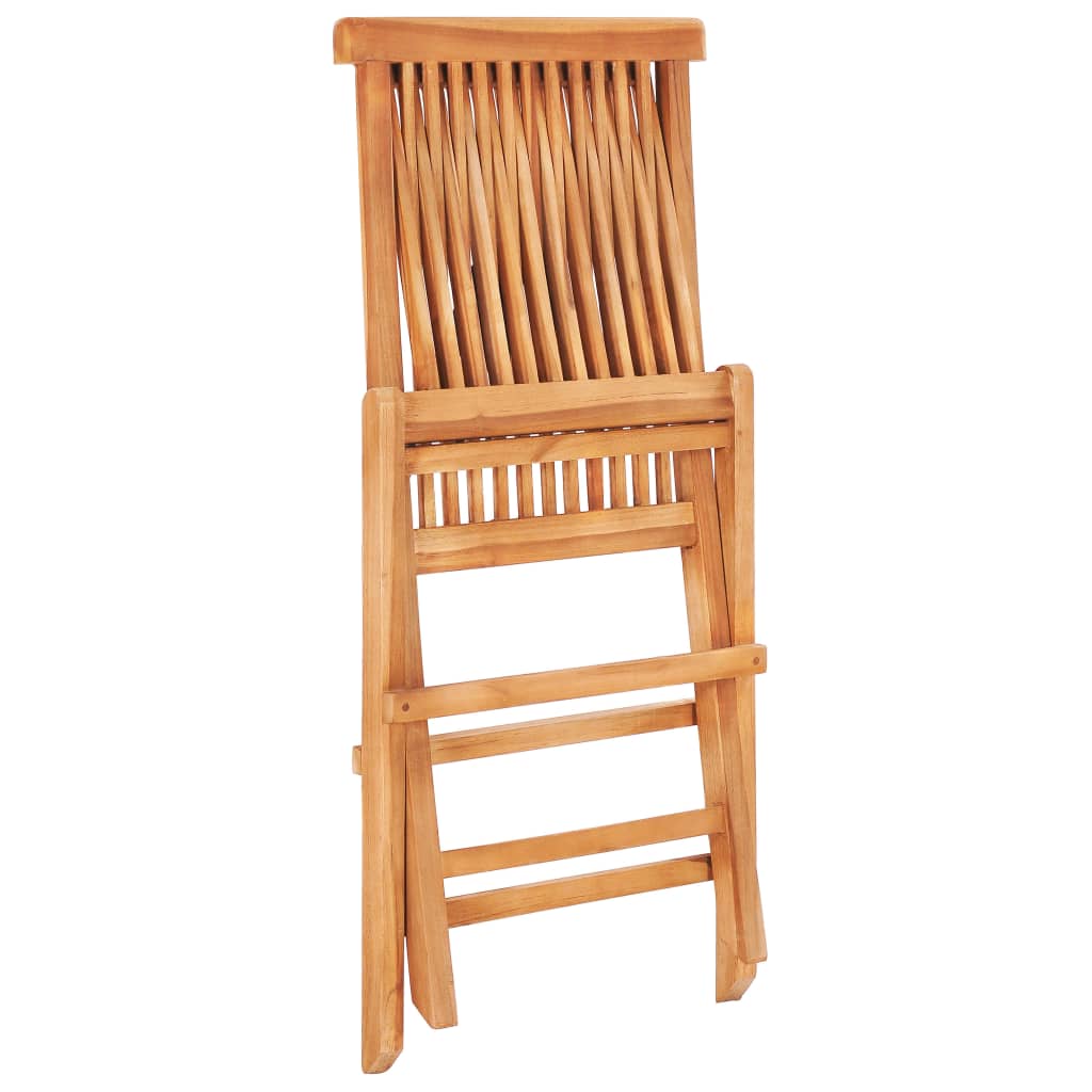 vidaXL Σετ Επίπλων Mπιστρό 3 τεμ Μασίφ Ξύλο Teak & Γκρι Καρό Μαξιλάρια