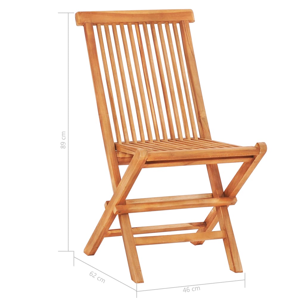 vidaXL Σετ Επίπλων Mπιστρό 3 τεμ Μασίφ Ξύλο Teak & Γκρι Καρό Μαξιλάρια