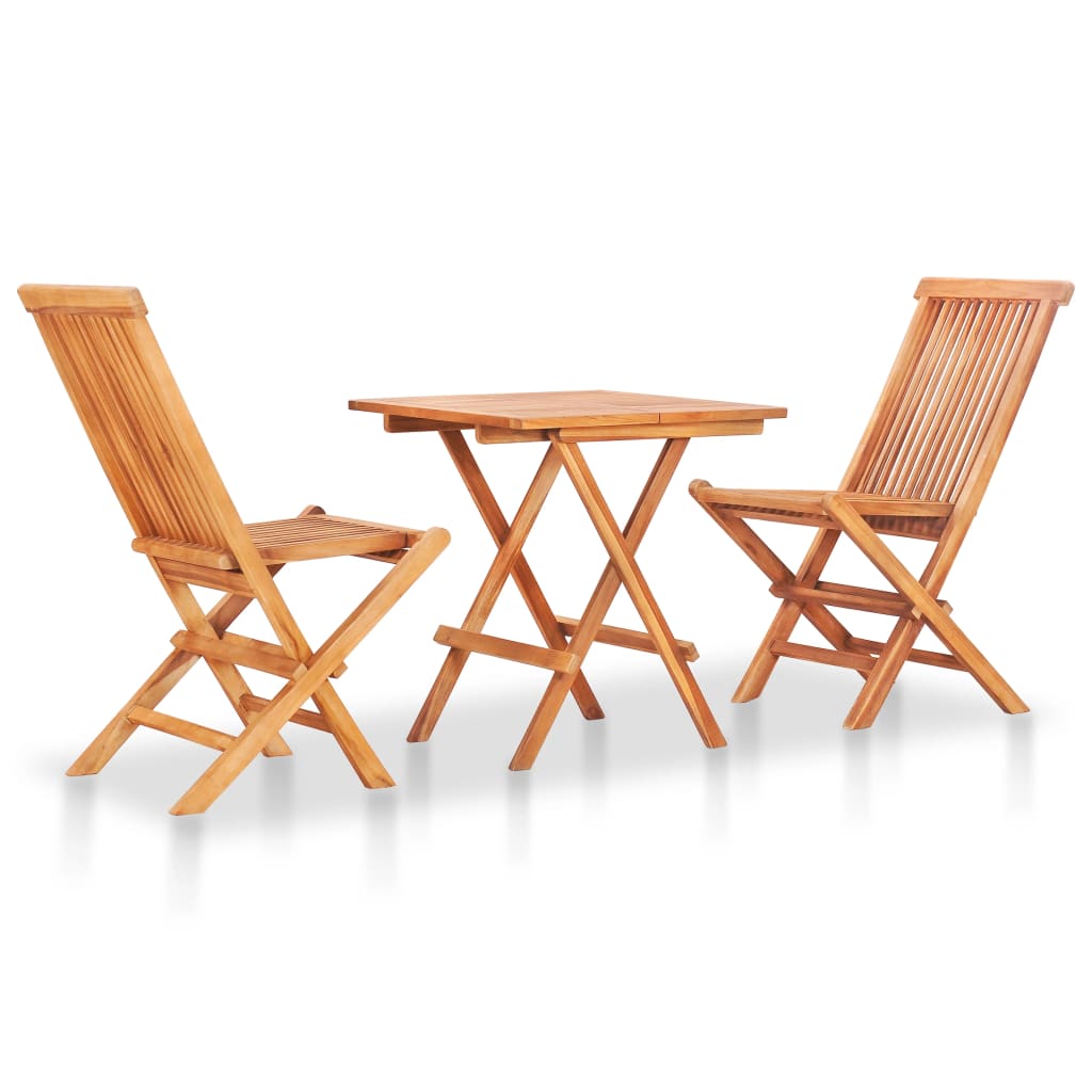 vidaXL Σετ Επίπλων Mπιστρό 3 τεμ. Μασίφ Ξύλο Teak με Ανθρακί Μαξιλάρια