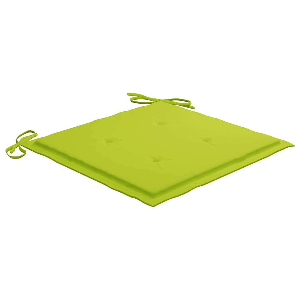 vidaXL Καρέκλες Κήπου 2 τεμ. από Ξύλο Teak με Φωτ. Πράσινα Μαξιλάρια