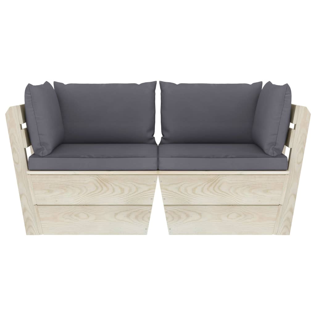 vidaXL Καναπές Κήπου Παλέτας Διθέσιος Ξύλο Ερυθρελάτης με Μαξιλάρια